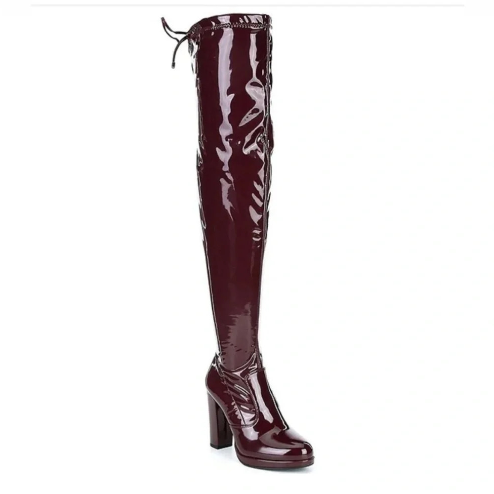 GB Get-Real Patent Platform Over-The-Knee Block Heel Boots Size 7.5